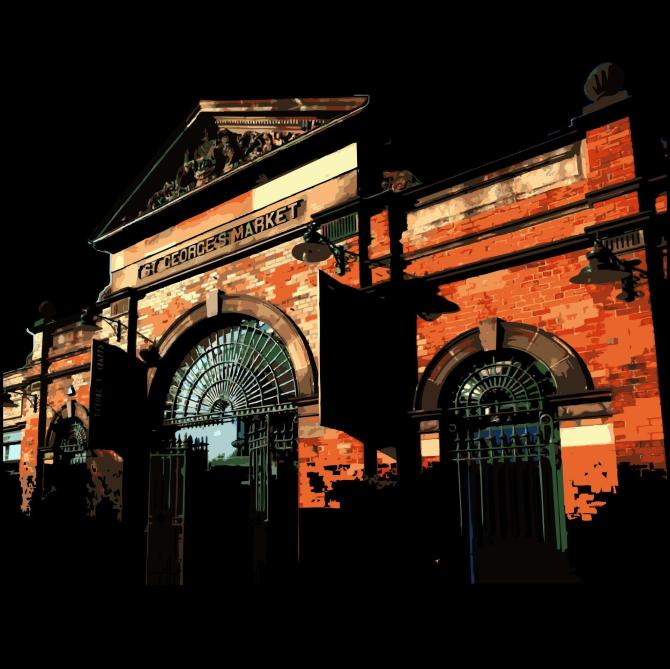 Belfast Christmas Twilight Market at St George's looking traders